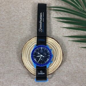 Swatch Blue and Black Chronograph Watch Mission to Neptune moonswatch